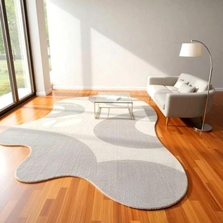 Handcrafted Grey Organic Minimalist Living Room Rug